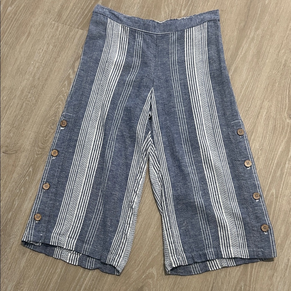 J. Jill Blue and White Striped Wide Leg Pants